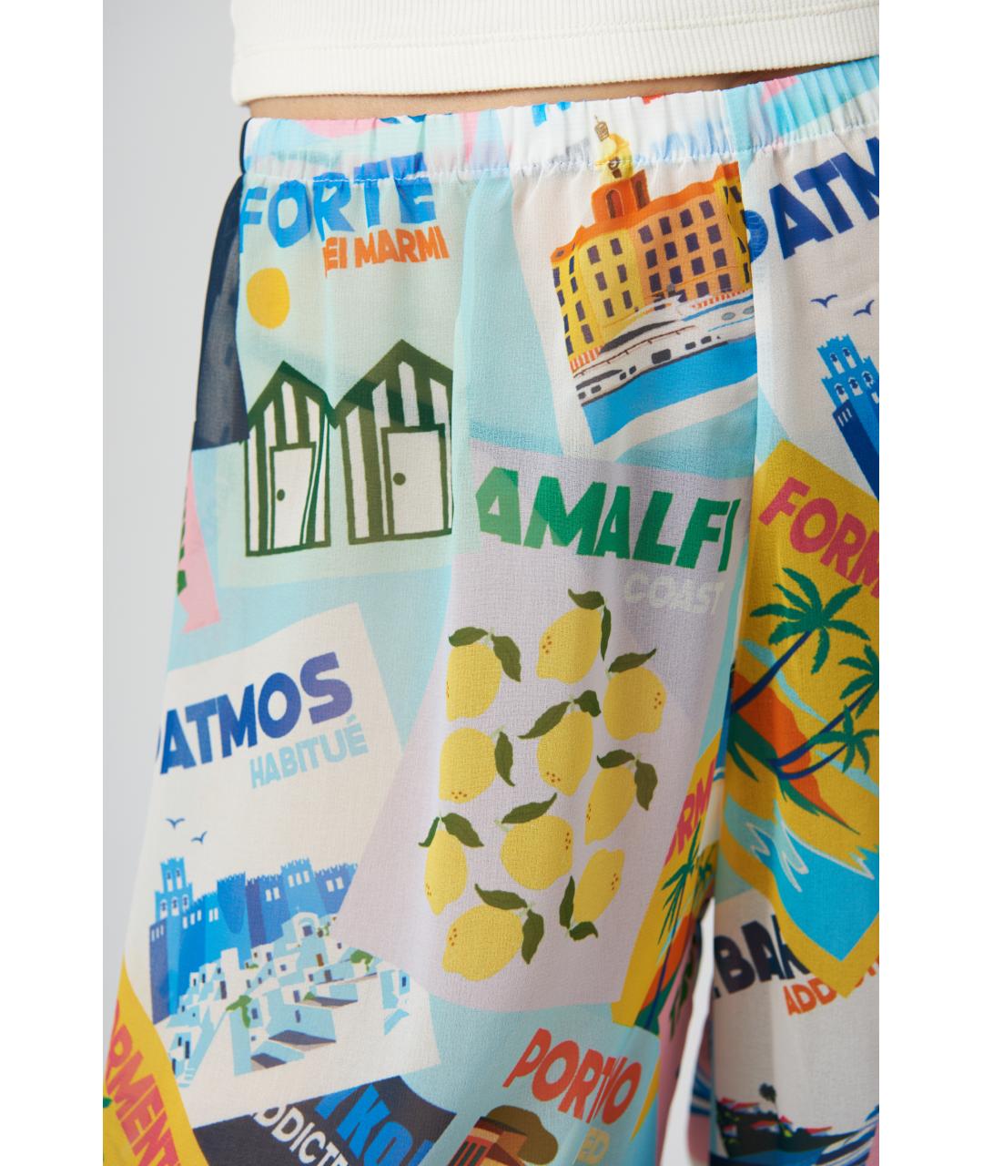 MC2 SAINT BARTH Голубые полиэстеровые прямые брюки, фото 4