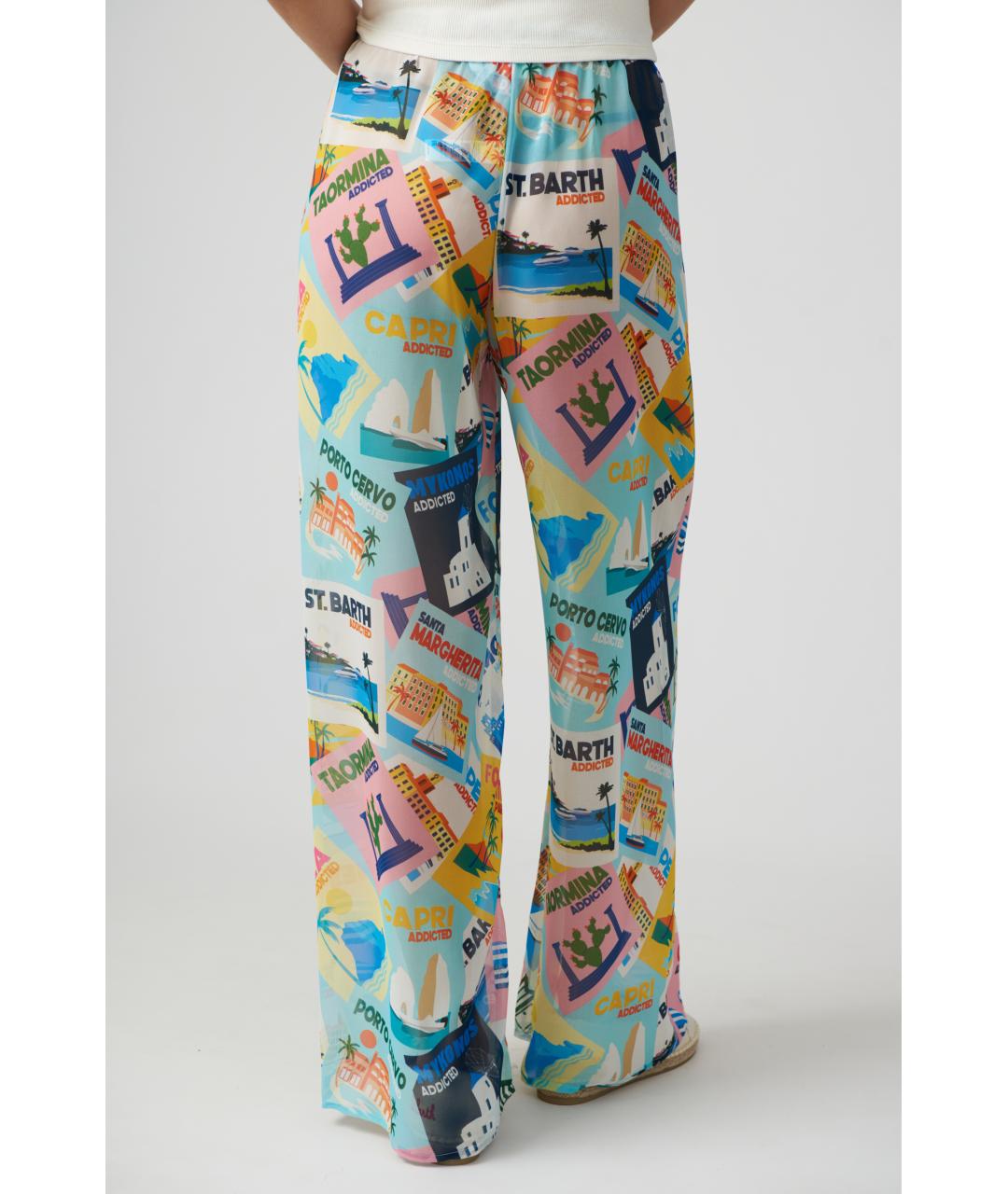 MC2 SAINT BARTH Голубые полиэстеровые прямые брюки, фото 6