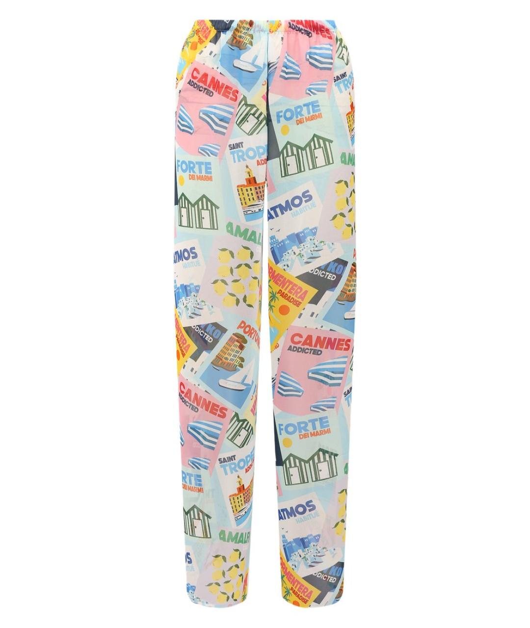 MC2 SAINT BARTH Голубые полиэстеровые прямые брюки, фото 1