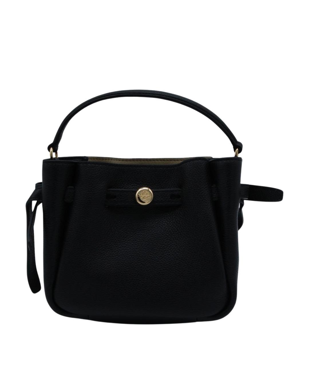 TORY BURCH Черная кожаная сумка с короткими ручками, фото 1