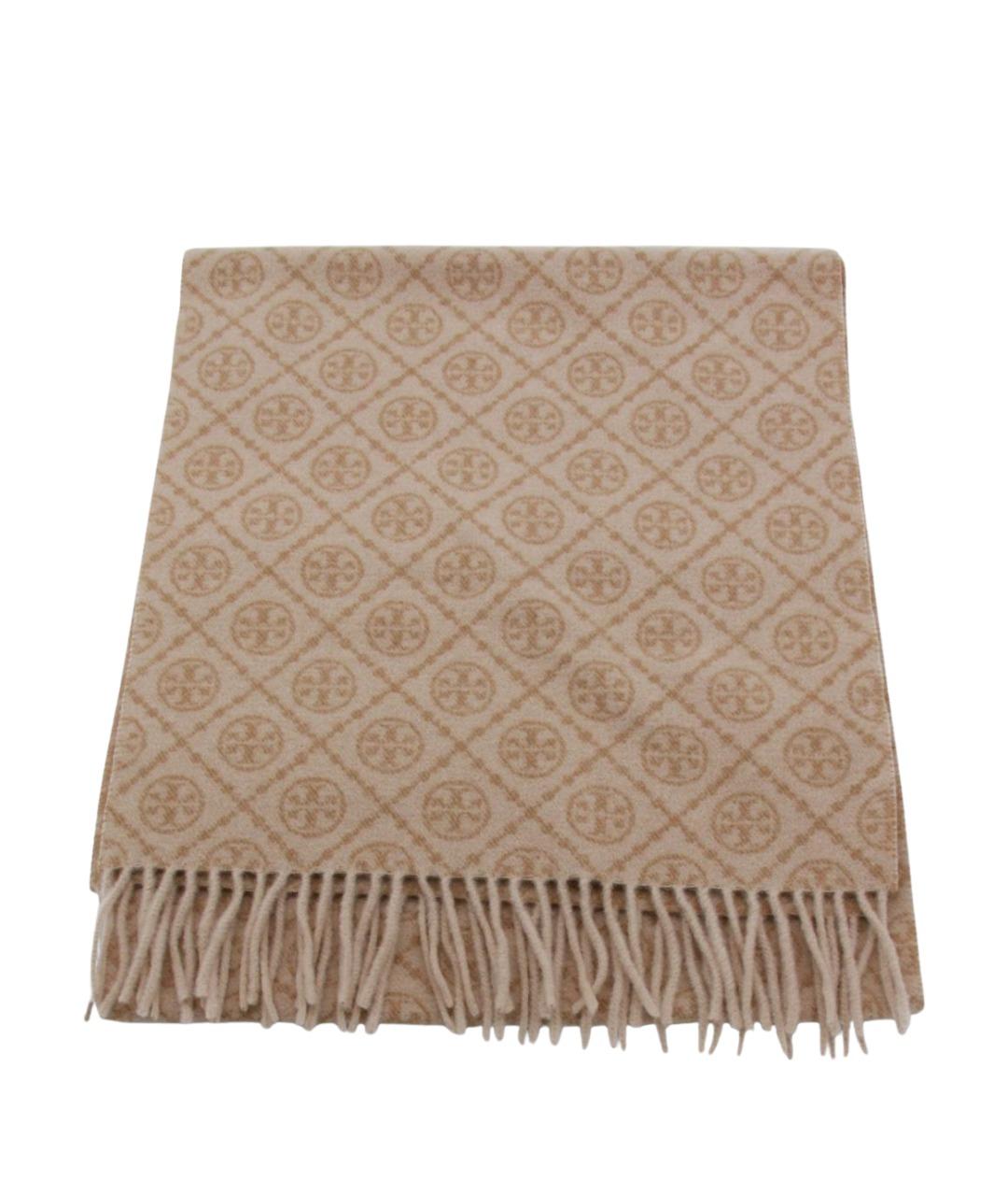 TORY BURCH Бежевый шерстяной шарф, фото 1