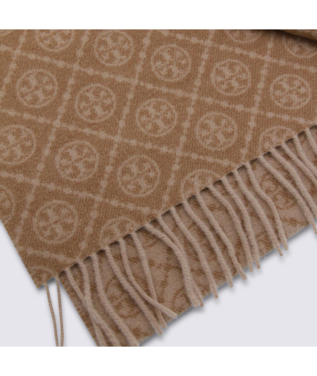 TORY BURCH Бежевый шерстяной шарф, фото 2