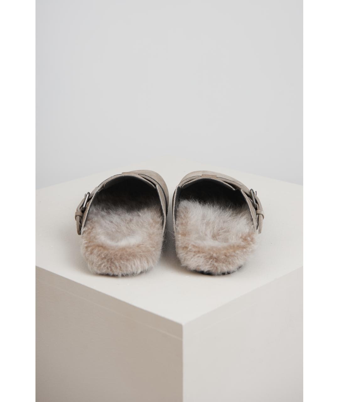 BRUNELLO CUCINELLI Серые замшевые сабо, фото 3