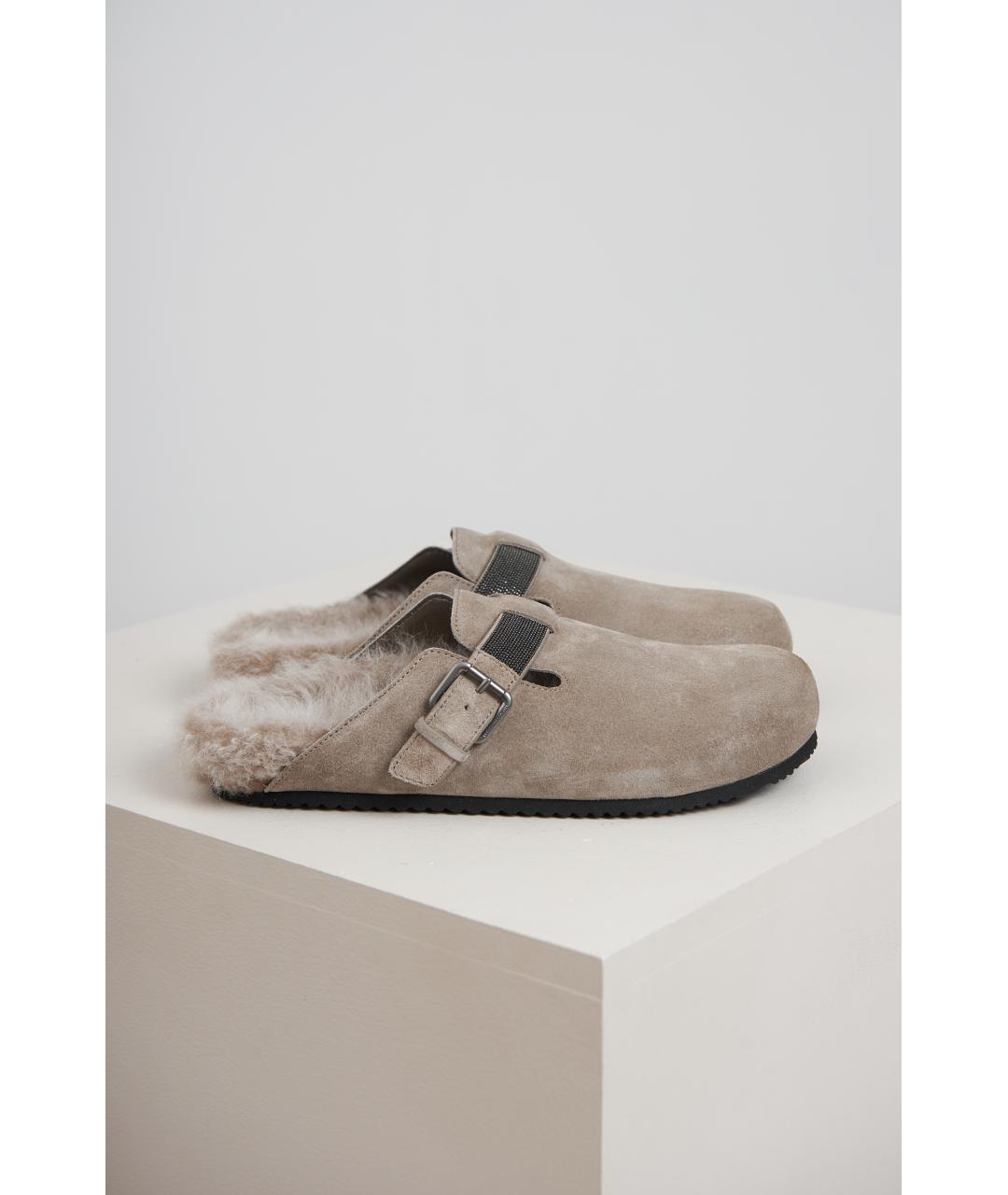 BRUNELLO CUCINELLI Серые замшевые сабо, фото 2