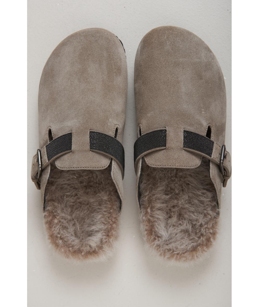 BRUNELLO CUCINELLI Серые замшевые сабо, фото 5