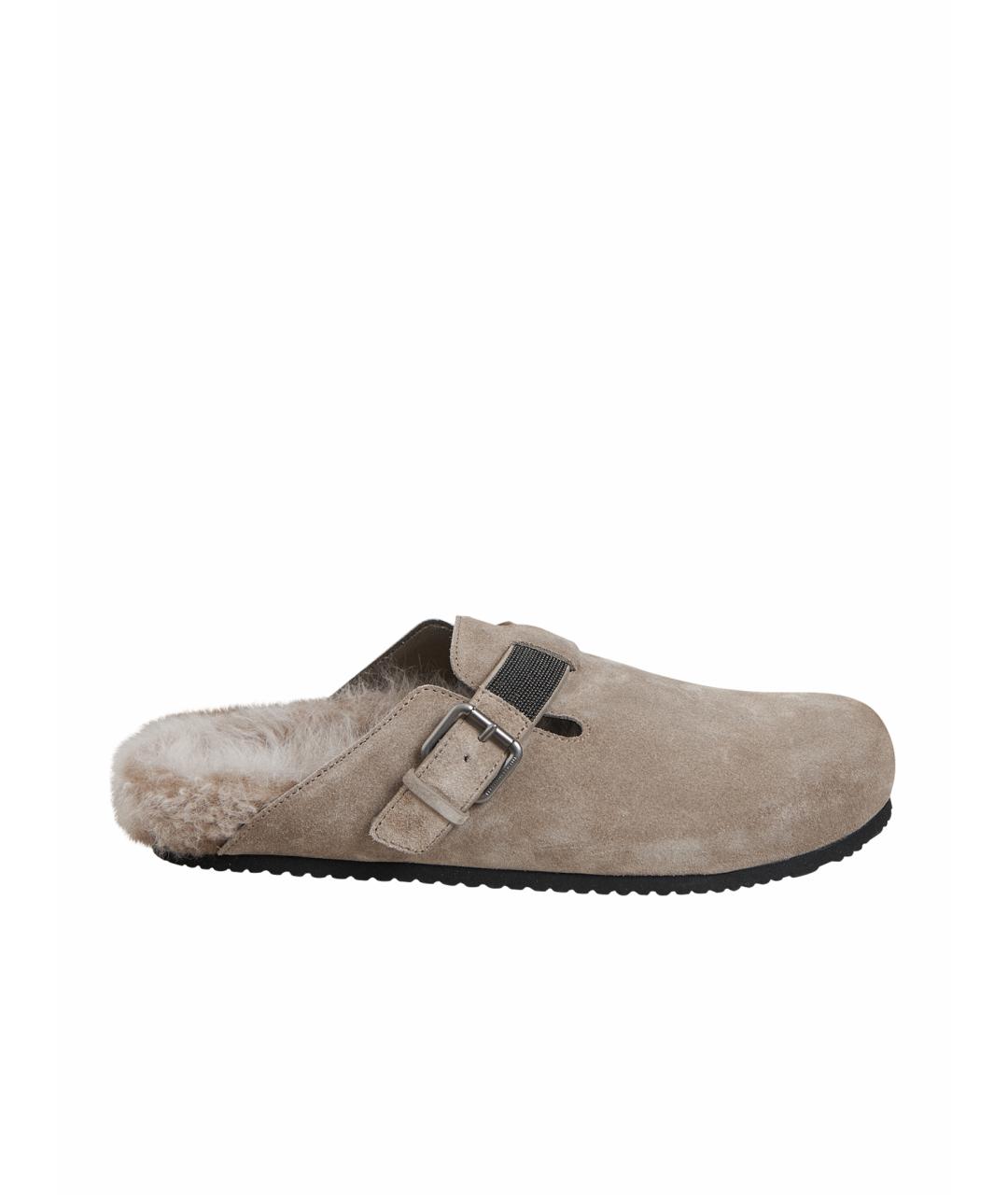 BRUNELLO CUCINELLI Серые замшевые сабо, фото 1