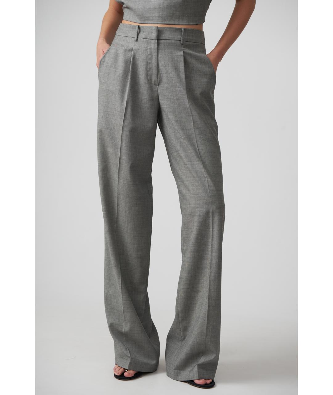 MAGDA BUTRYM Серые шерстяные прямые брюки, фото 2