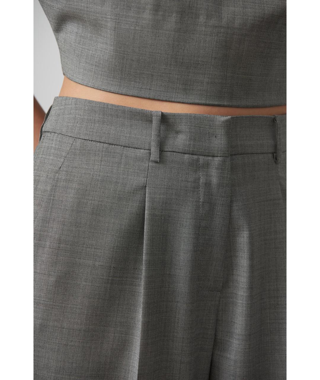 MAGDA BUTRYM Серые шерстяные прямые брюки, фото 3