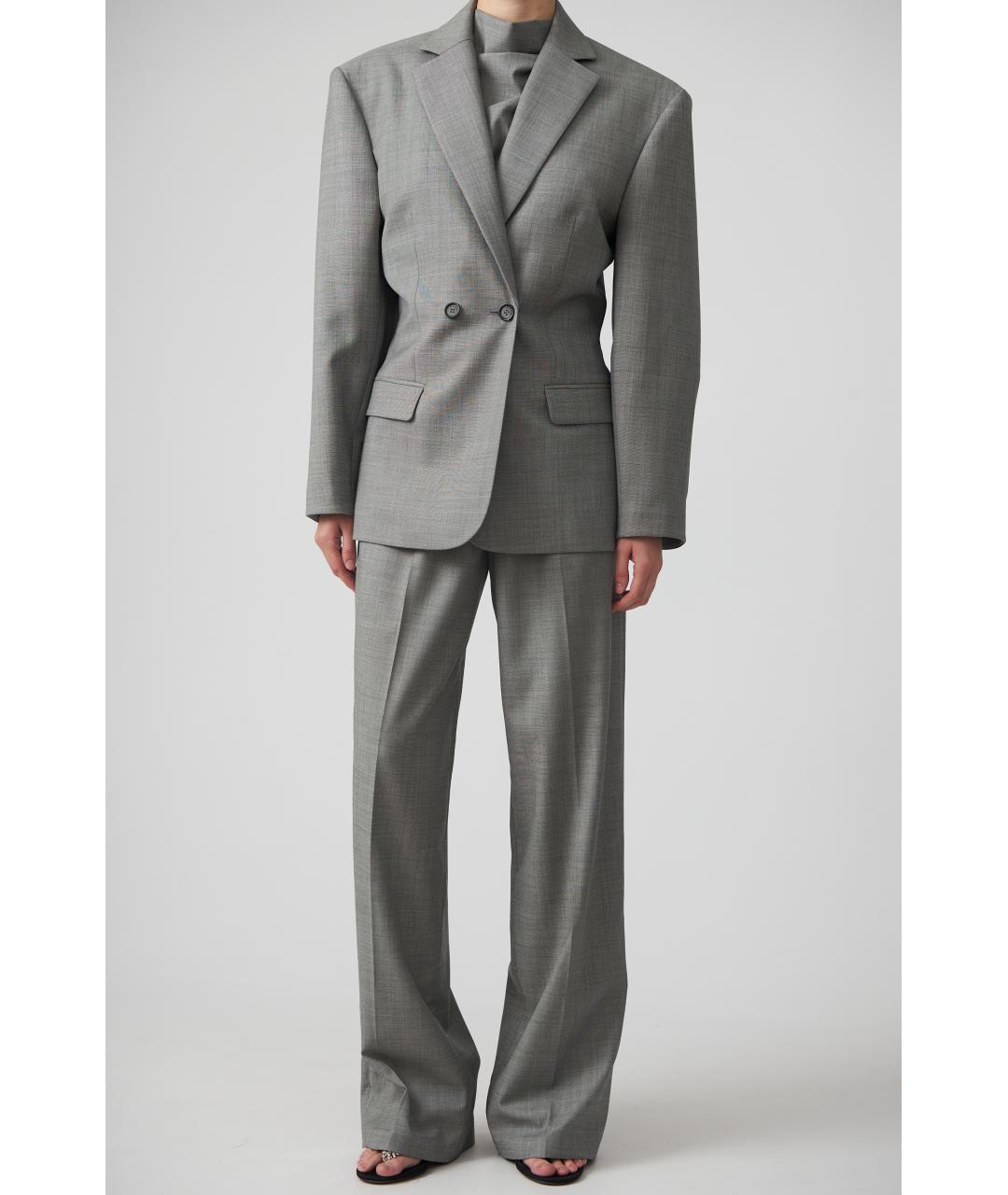 MAGDA BUTRYM Серые шерстяные прямые брюки, фото 5