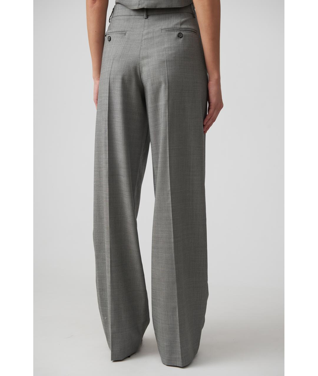 MAGDA BUTRYM Серые шерстяные прямые брюки, фото 4