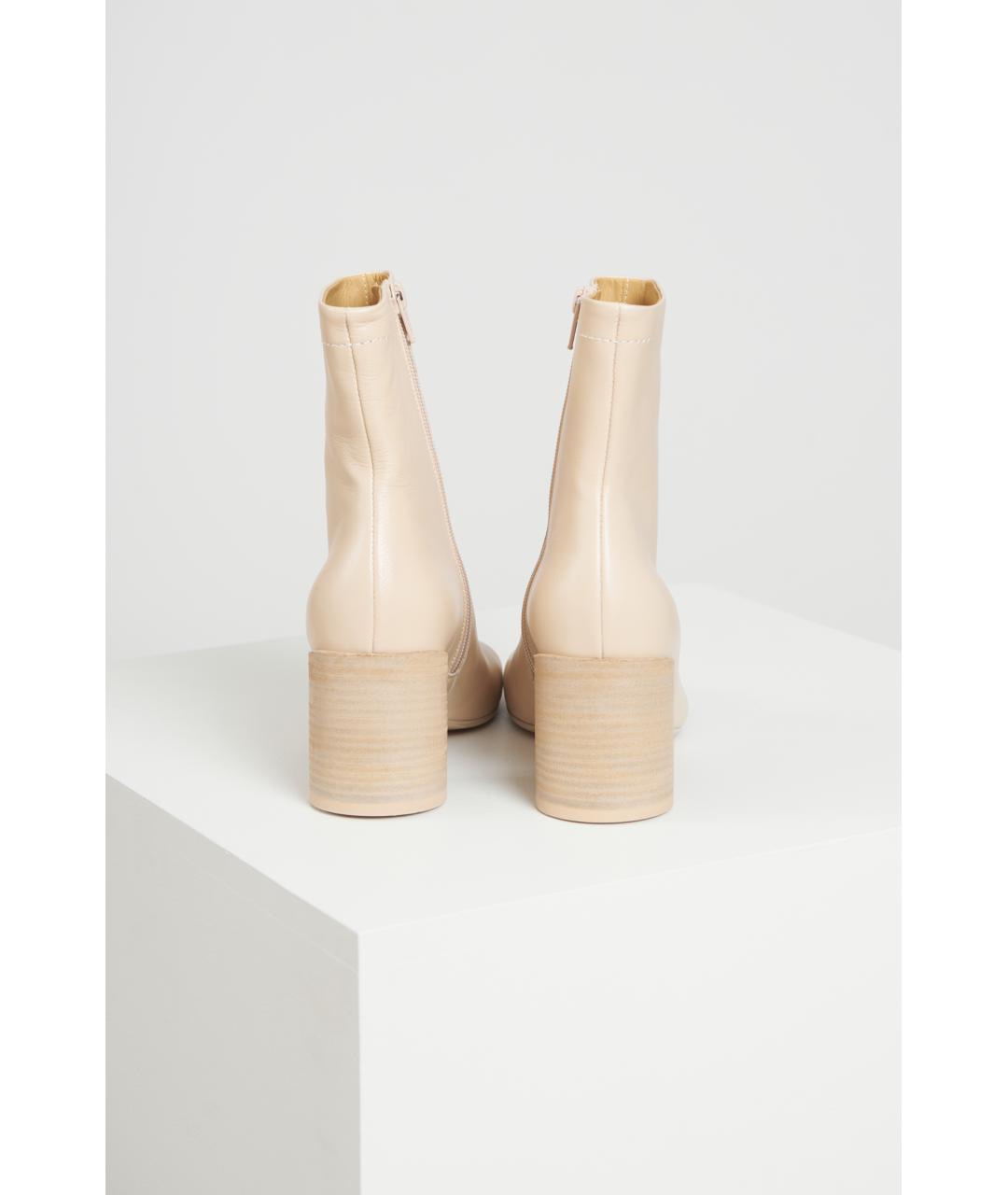 MM6 MAISON MARGIELA Бежевые кожаные ботильоны, фото 3