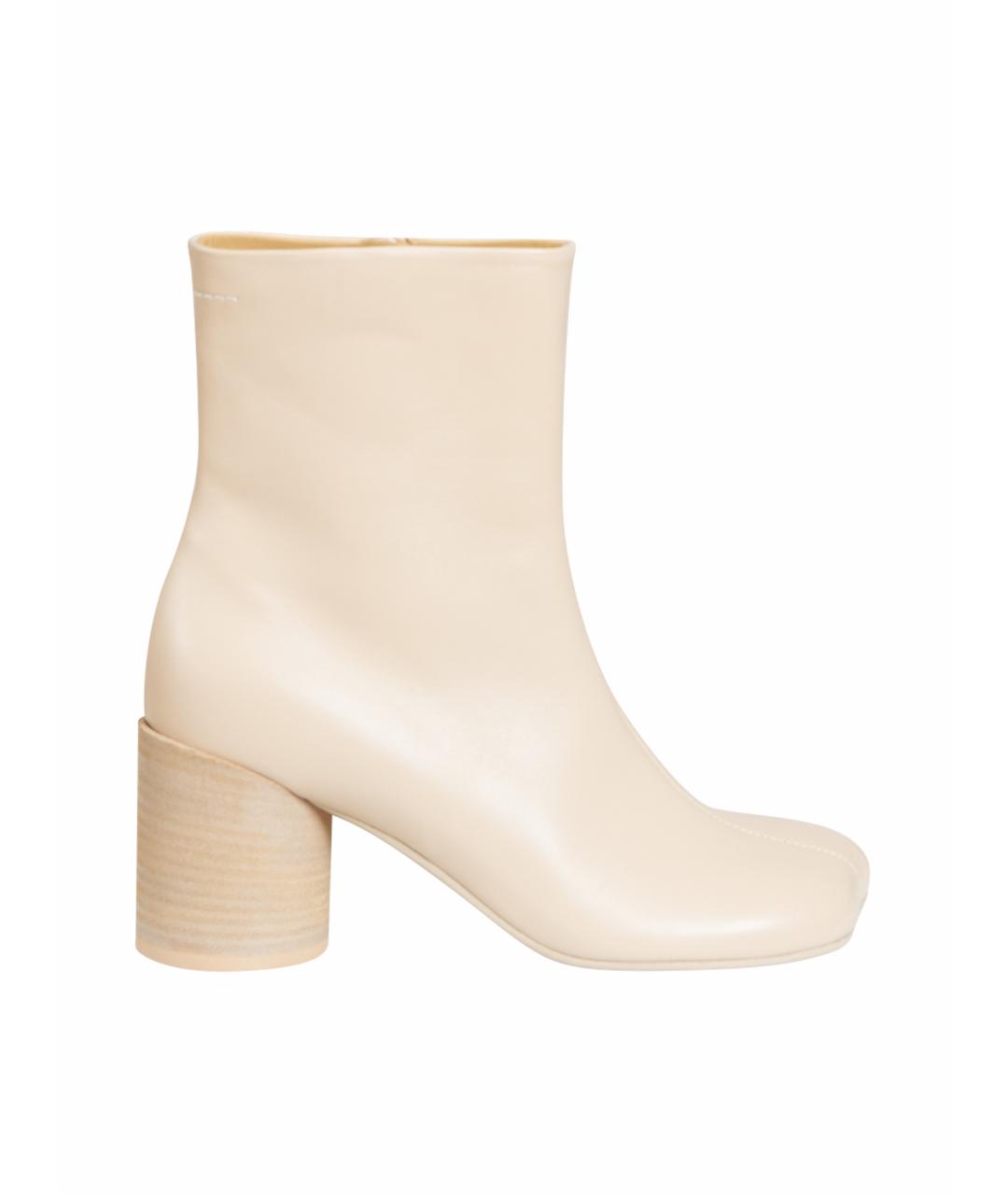 MM6 MAISON MARGIELA Бежевые кожаные ботильоны, фото 1