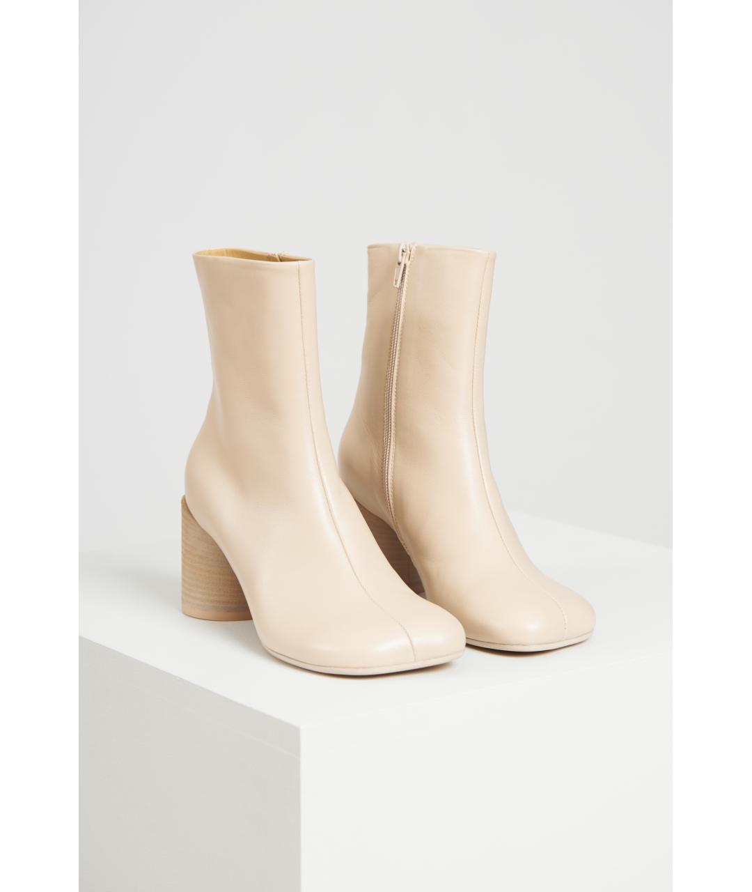 MM6 MAISON MARGIELA Бежевые кожаные ботильоны, фото 6