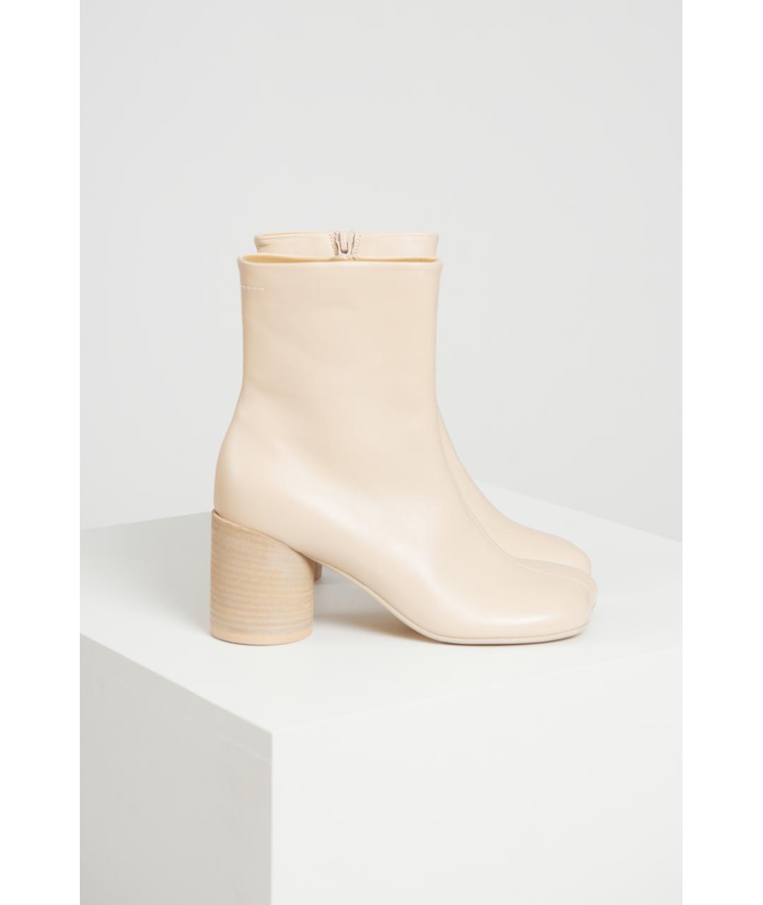 MM6 MAISON MARGIELA Бежевые кожаные ботильоны, фото 2