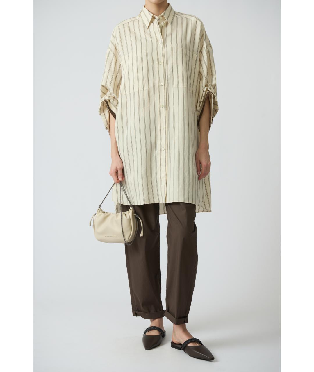 BRUNELLO CUCINELLI Бежевая вискозная рубашка, фото 2