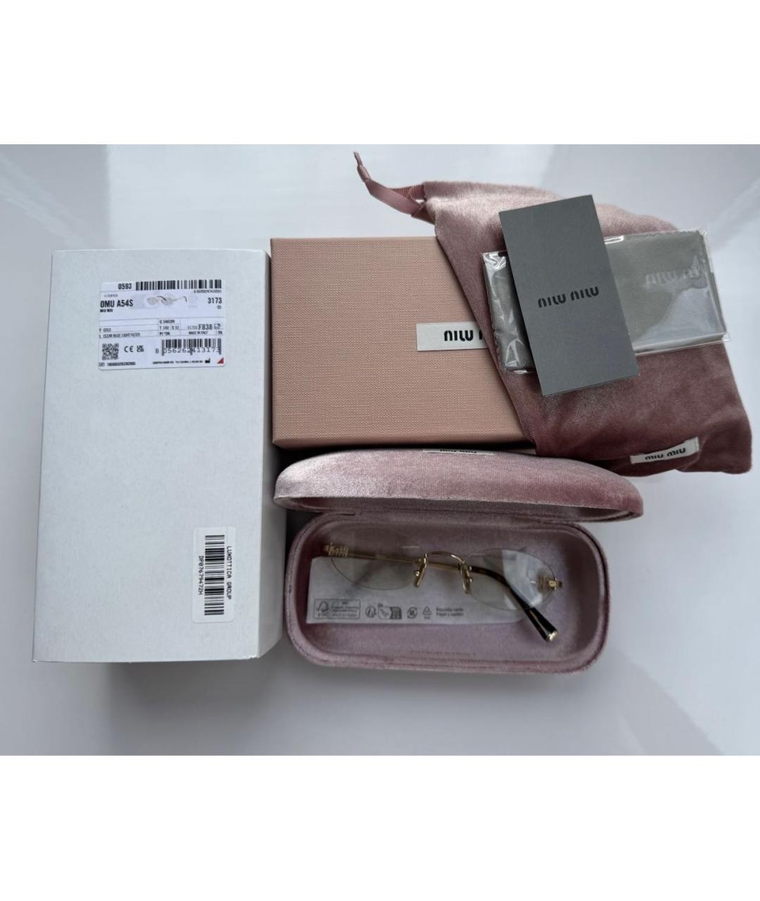 MIU MIU Золотые металлические солнцезащитные очки, фото 5