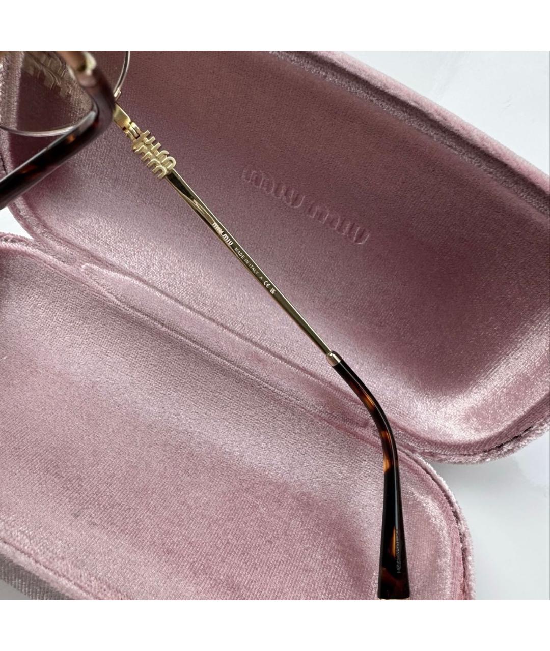 MIU MIU Золотые металлические солнцезащитные очки, фото 4