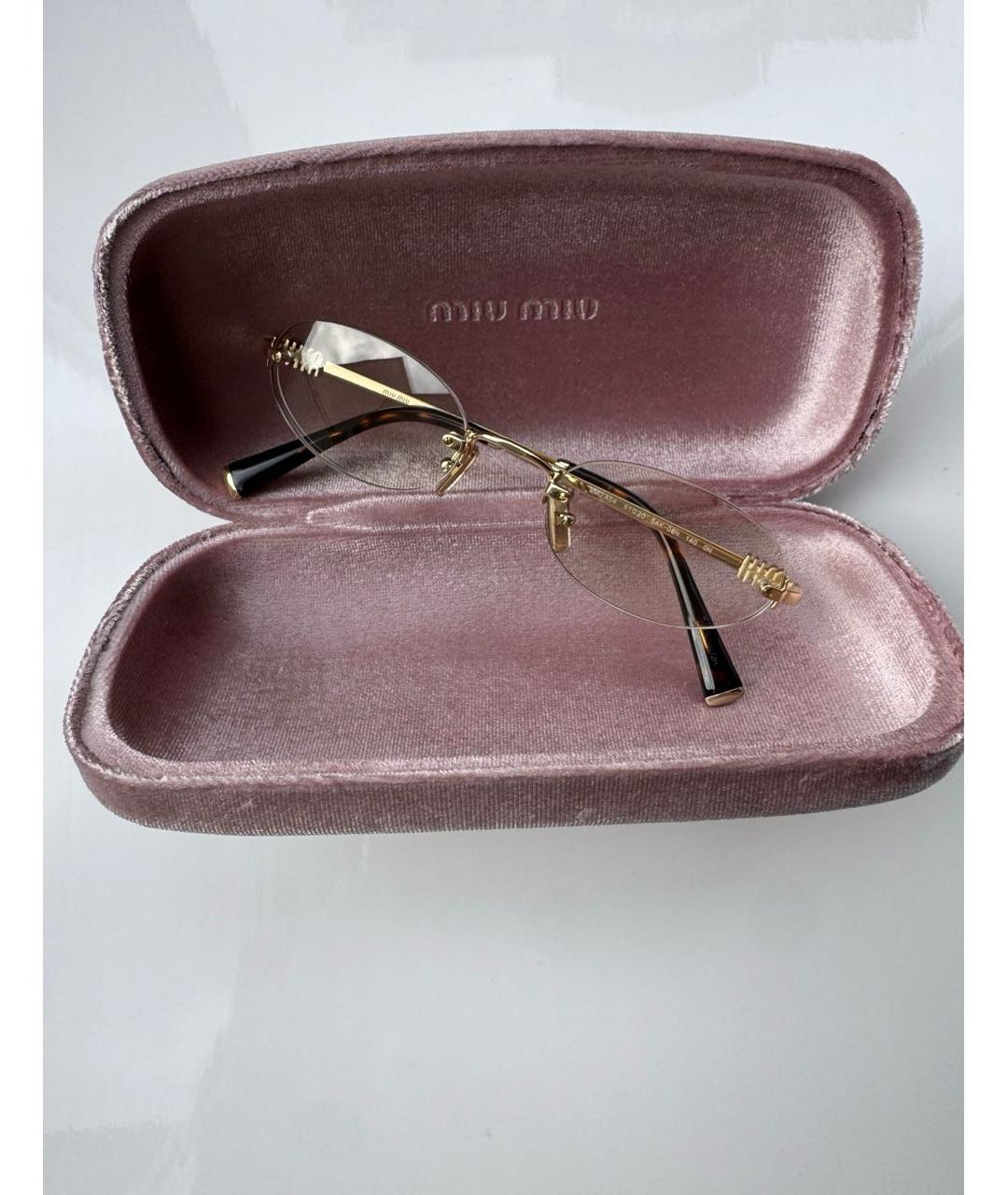 MIU MIU Золотые металлические солнцезащитные очки, фото 3