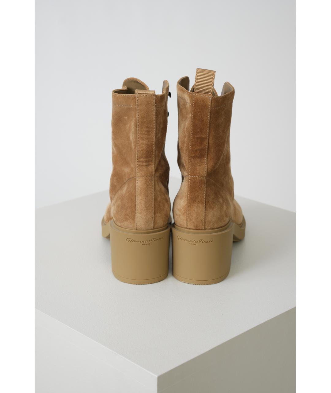 GIANVITO ROSSI Бежевые кожаные ботинки, фото 3
