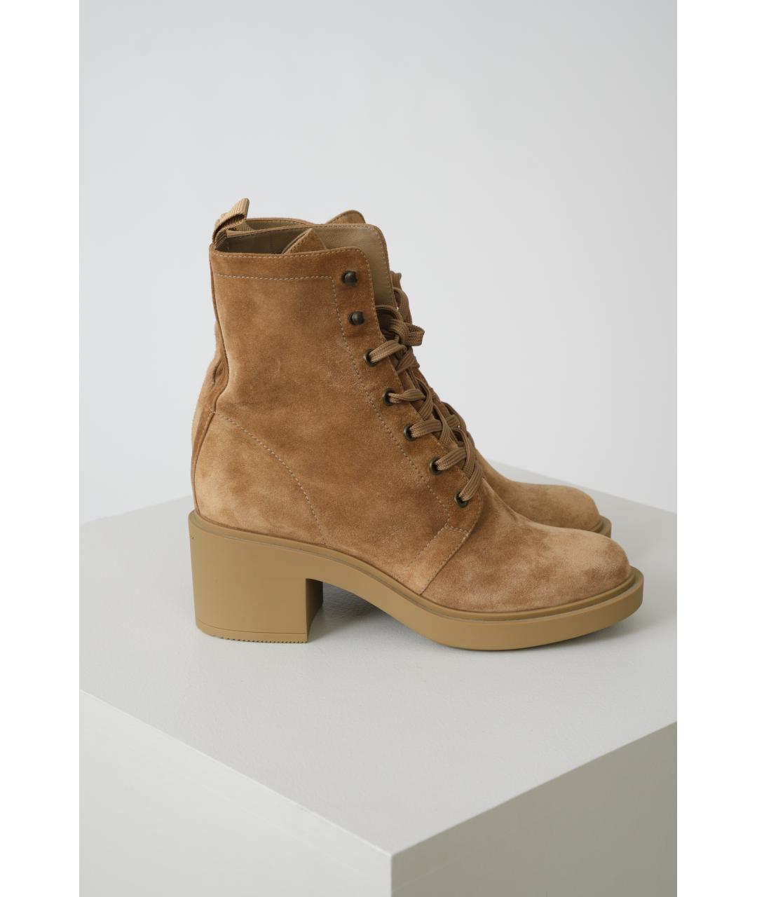 GIANVITO ROSSI Бежевые кожаные ботинки, фото 2
