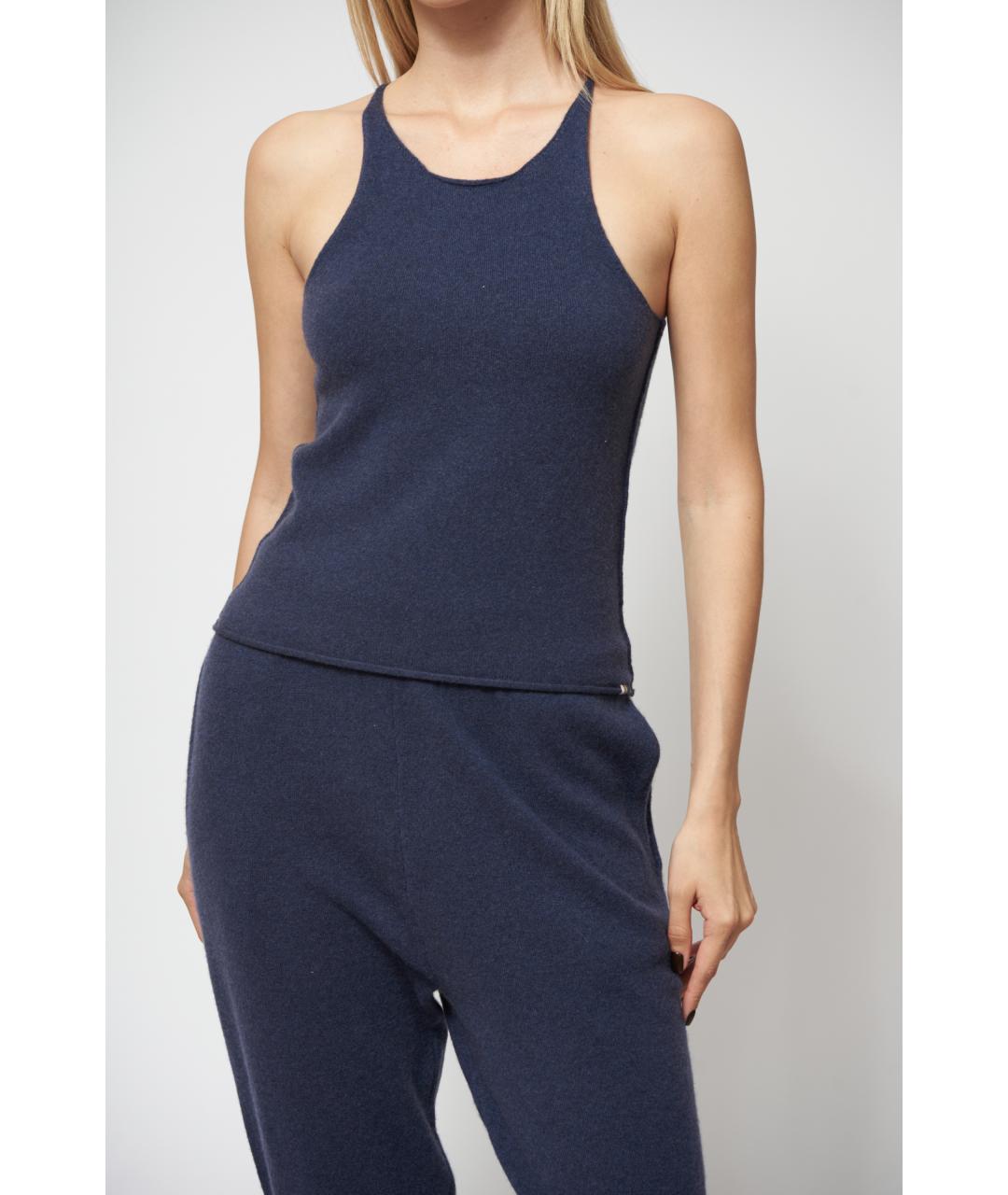 EXTREME CASHMERE Темно-синяя кашемировая майка, фото 2