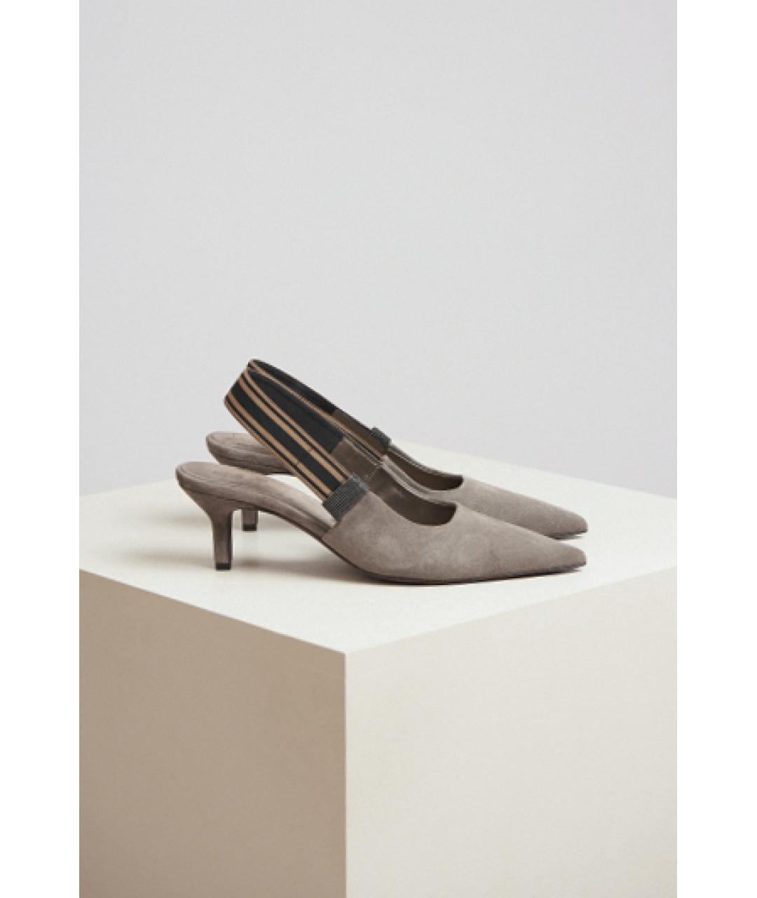 BRUNELLO CUCINELLI Серые кожаные туфли, фото 6