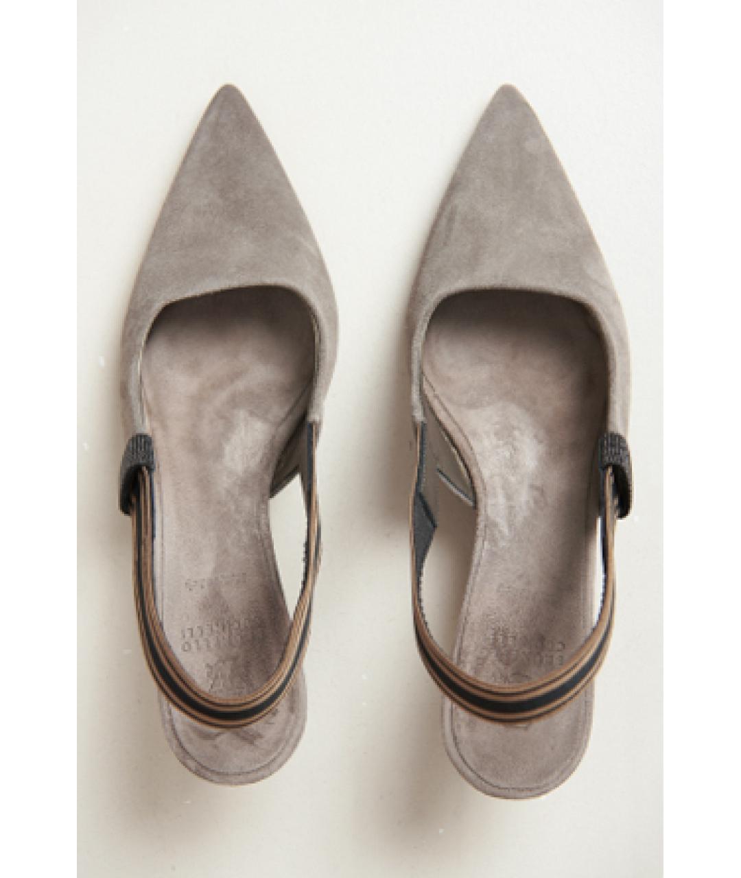 BRUNELLO CUCINELLI Серые кожаные туфли, фото 3