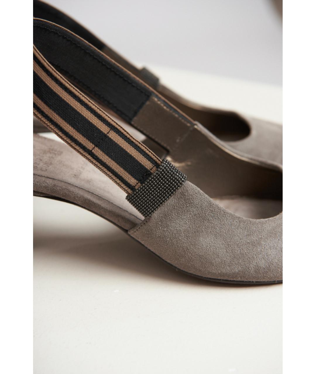 BRUNELLO CUCINELLI Серые кожаные туфли, фото 4