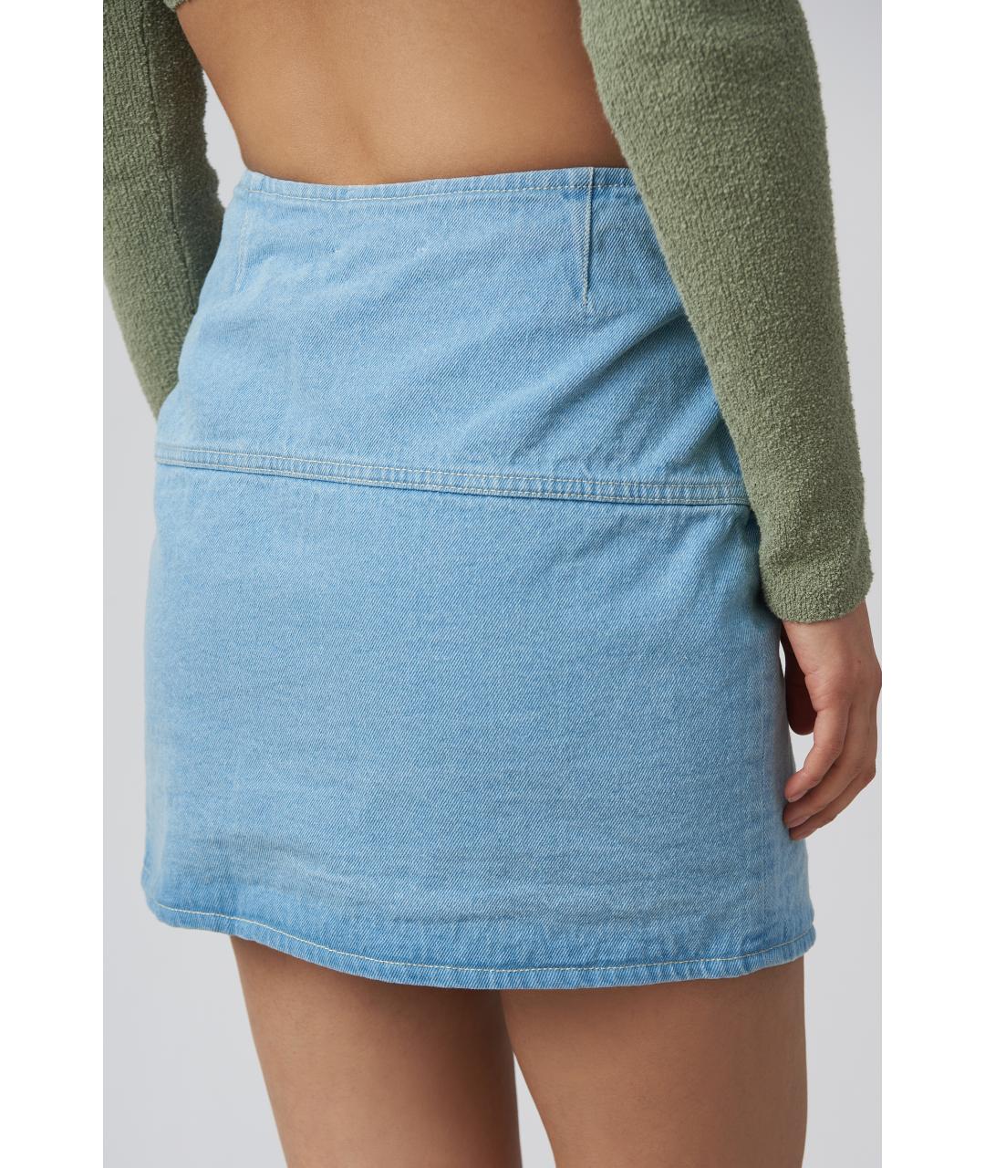 NANUSHKA Голубая хлопковая юбка мини, фото 3