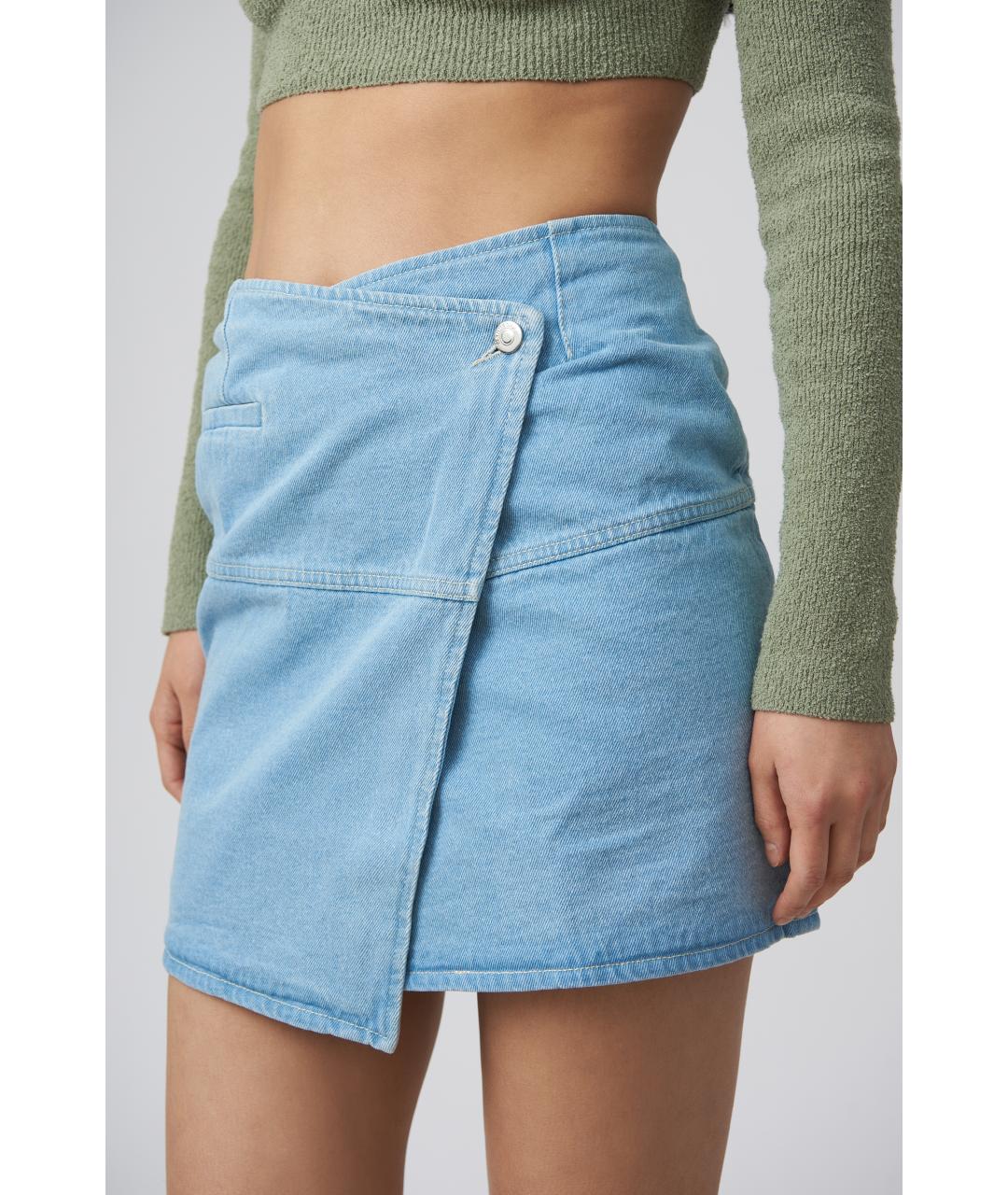 NANUSHKA Голубая хлопковая юбка мини, фото 2