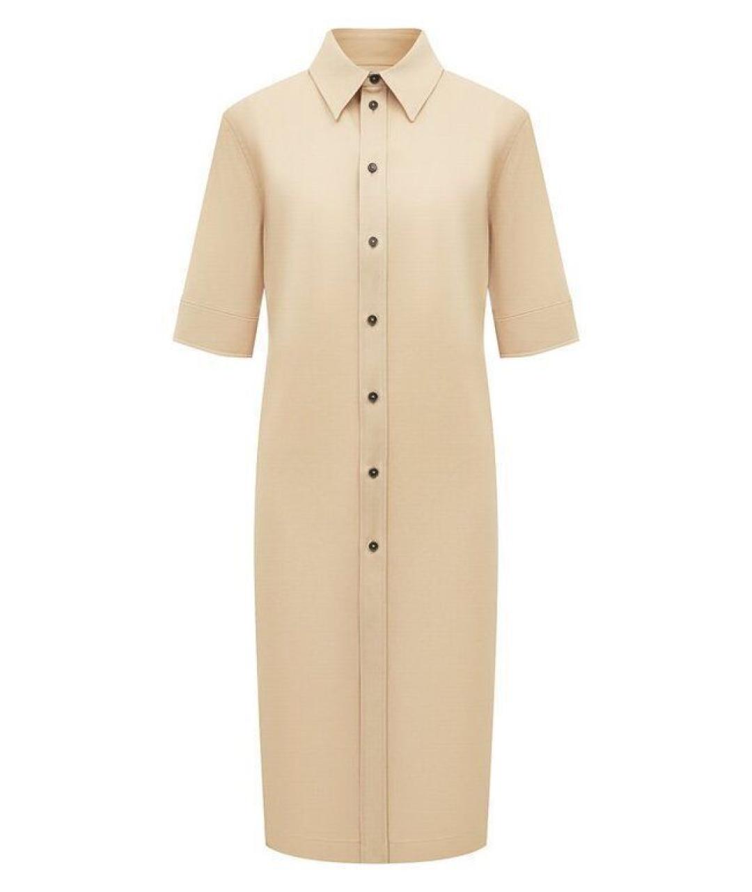 JIL SANDER Бежевое шерстяное повседневное платье, фото 1