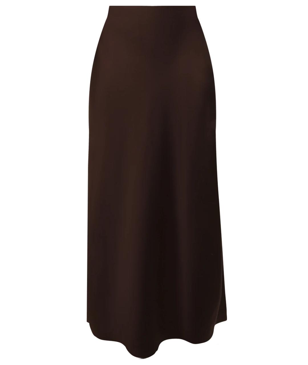 BRUNELLO CUCINELLI Коричневая ацетатная юбка миди, фото 1
