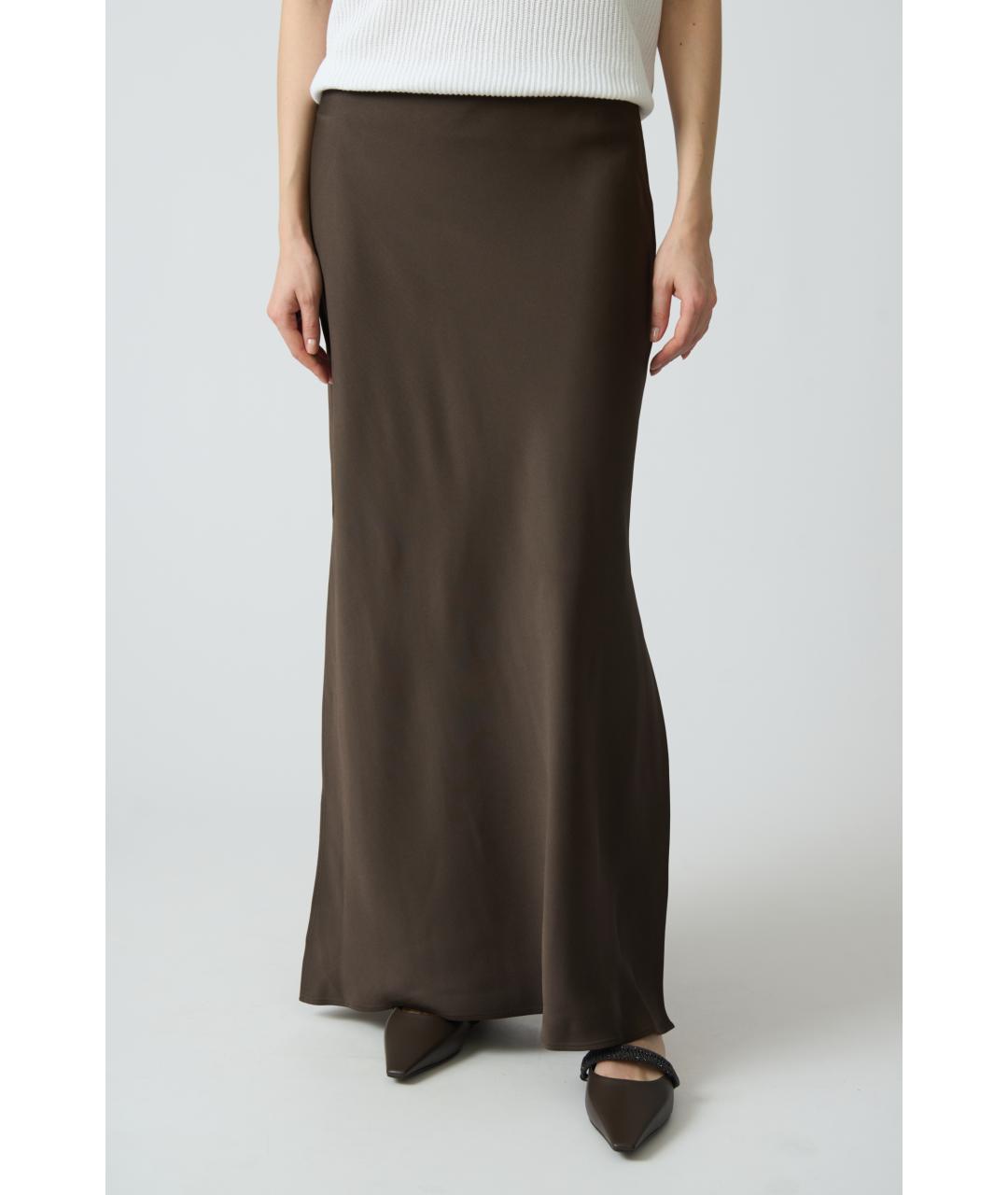 BRUNELLO CUCINELLI Коричневая ацетатная юбка миди, фото 6
