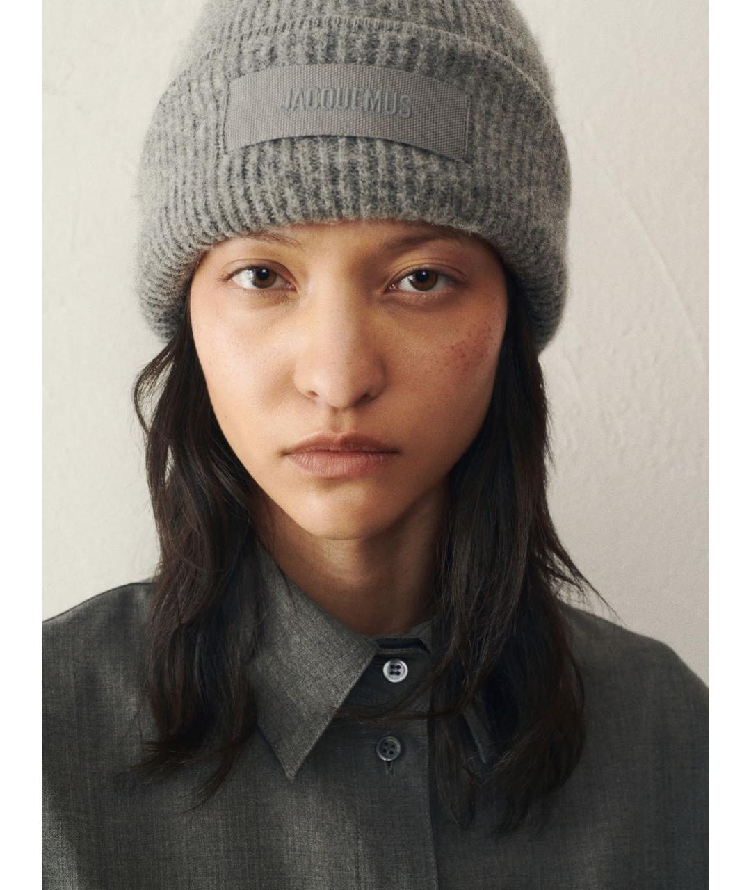 JACQUEMUS Серая шерстяная шапка, фото 2