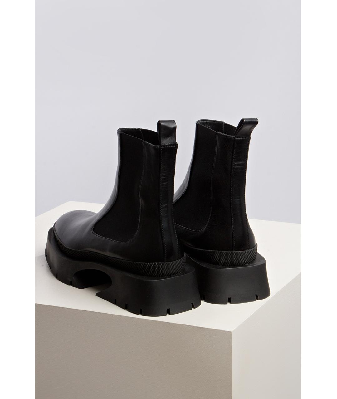 JIL SANDER Черные кожаные ботинки, фото 3