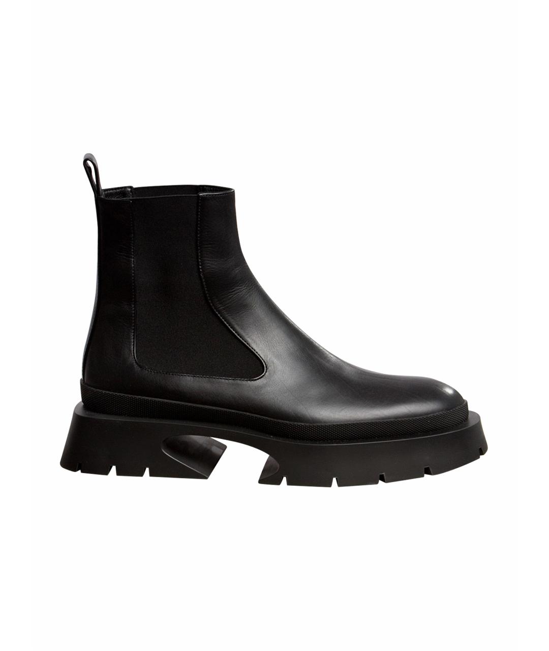 JIL SANDER Черные кожаные ботинки, фото 1