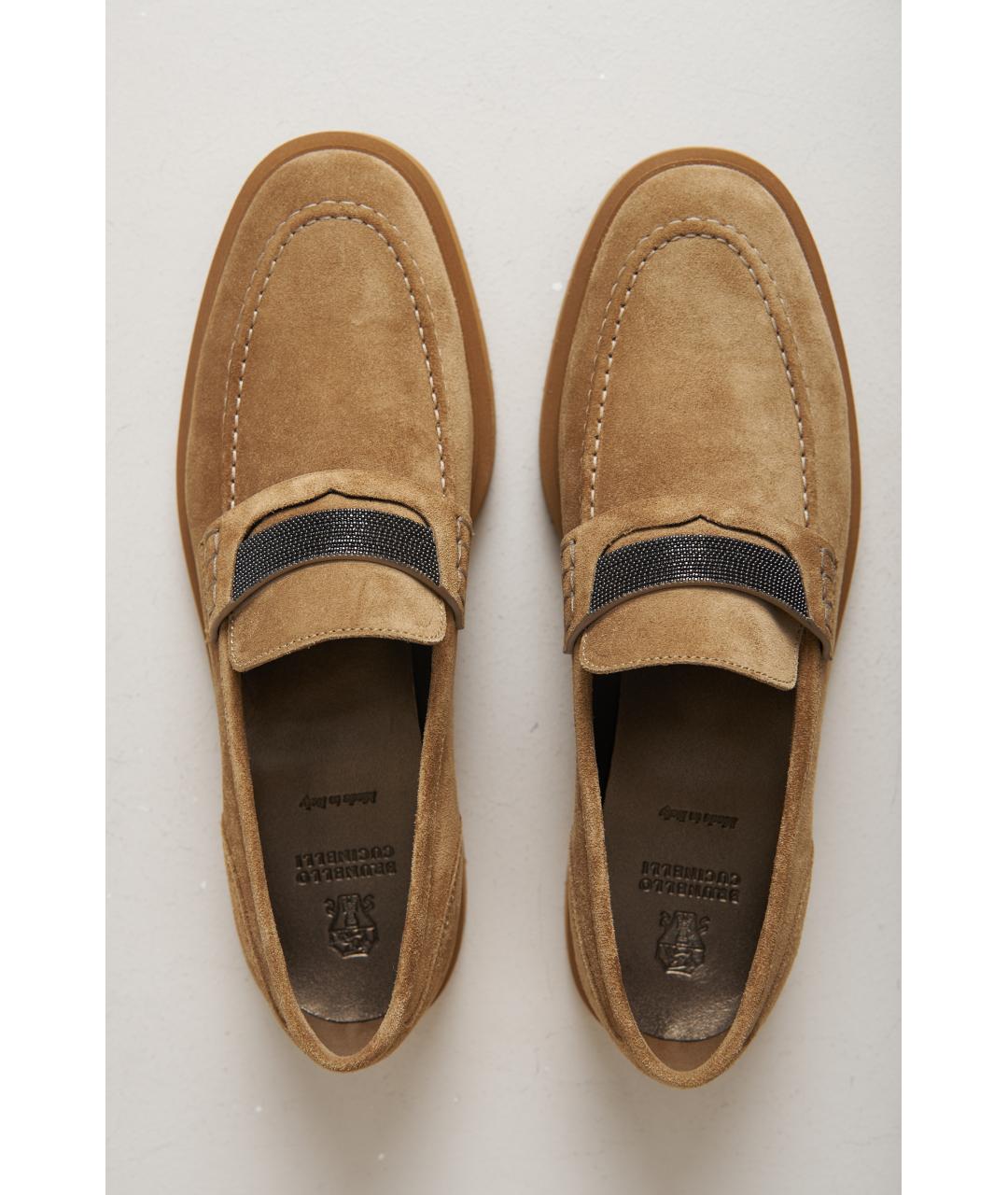 BRUNELLO CUCINELLI Бежевые замшевые лоферы, фото 5