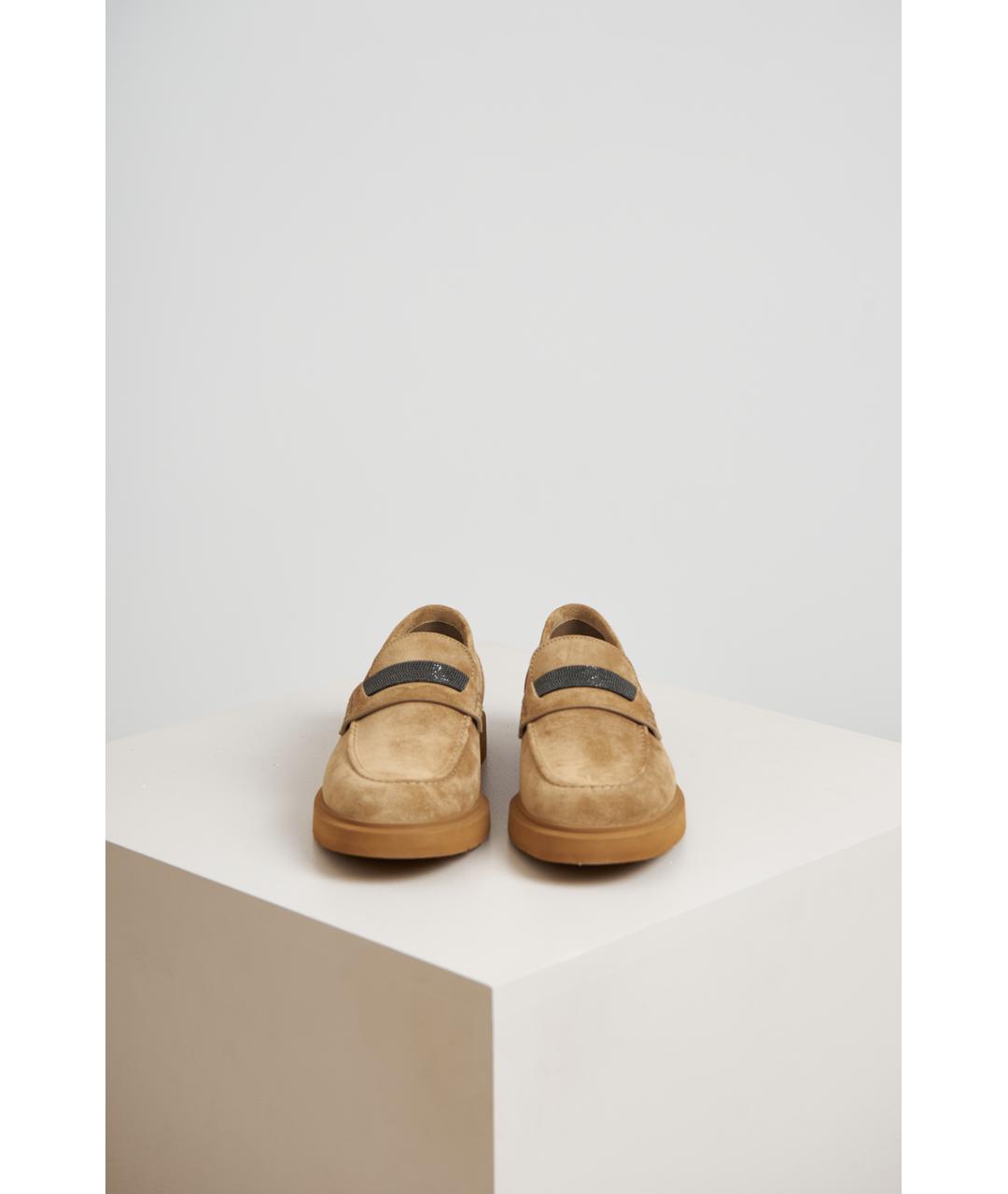 BRUNELLO CUCINELLI Бежевые замшевые лоферы, фото 3