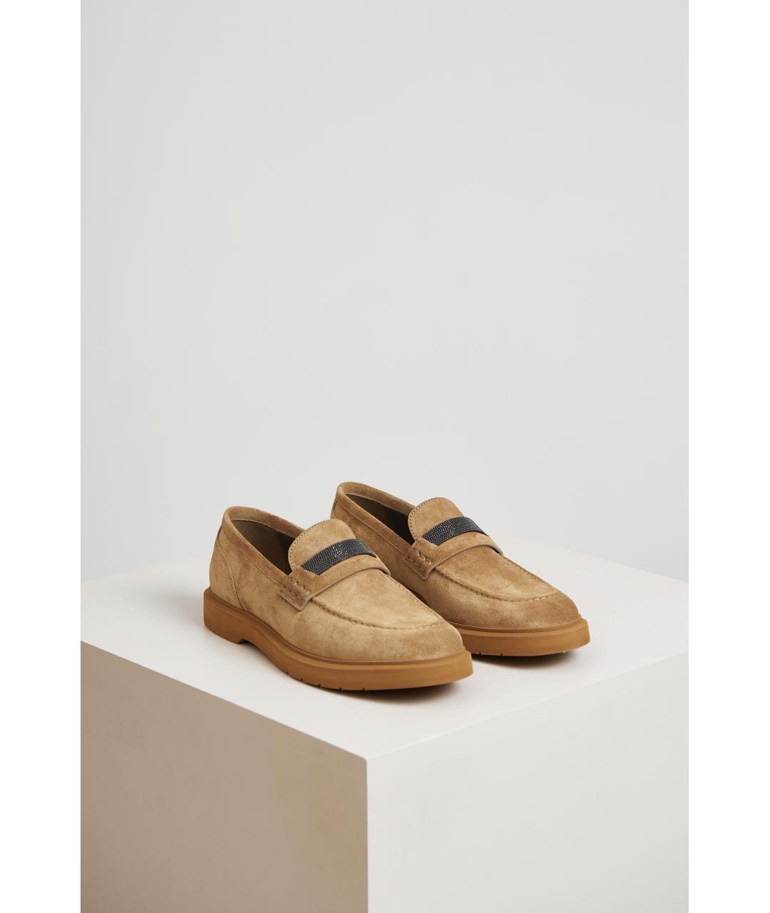 BRUNELLO CUCINELLI Бежевые замшевые лоферы, фото 2
