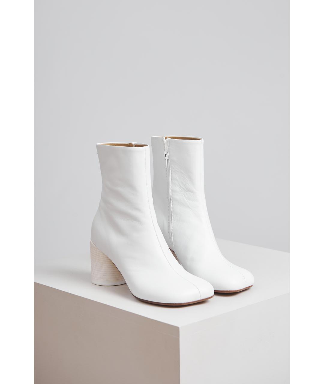 MM6 MAISON MARGIELA Белые кожаные ботильоны, фото 6