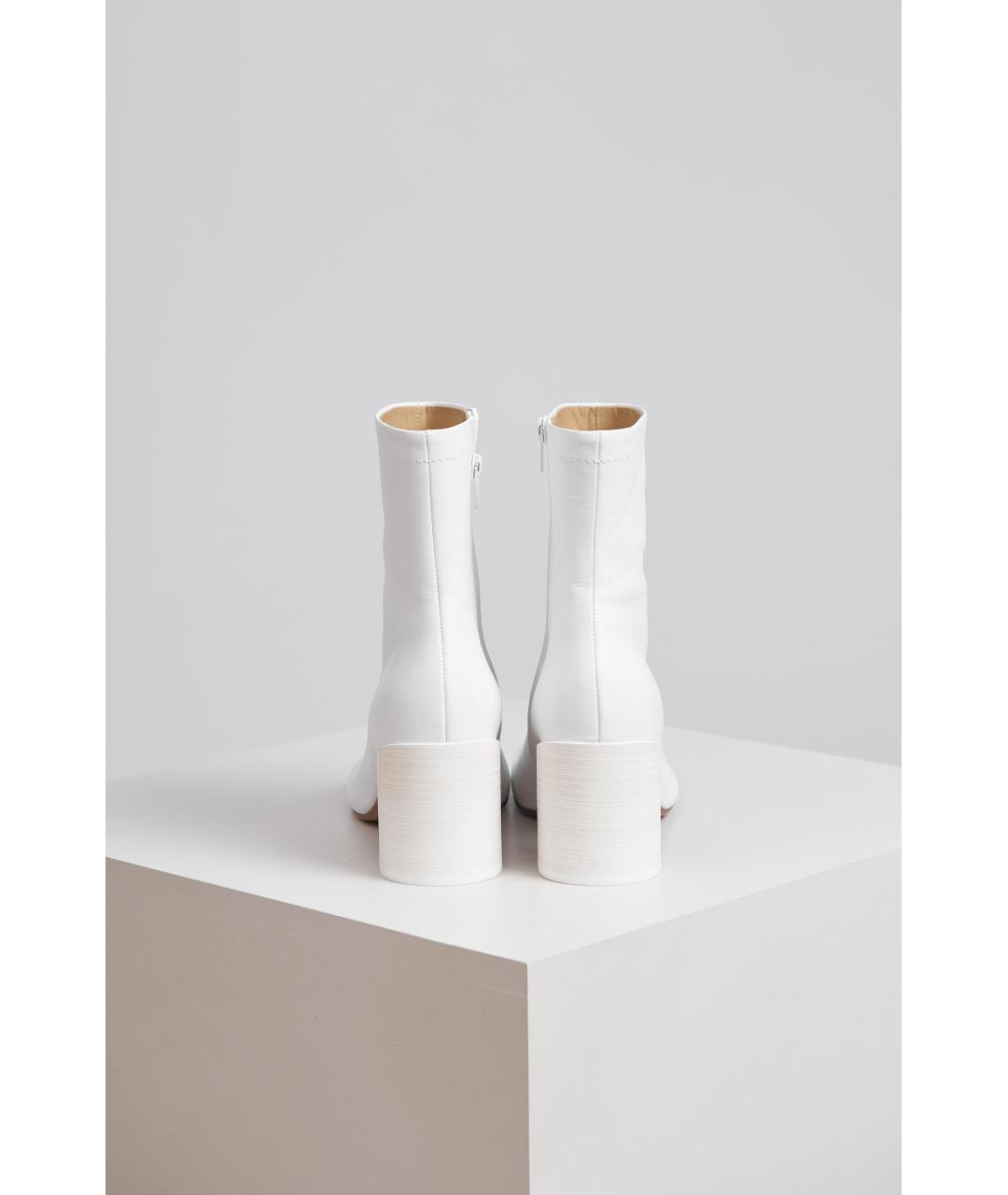 MM6 MAISON MARGIELA Белые кожаные ботильоны, фото 3