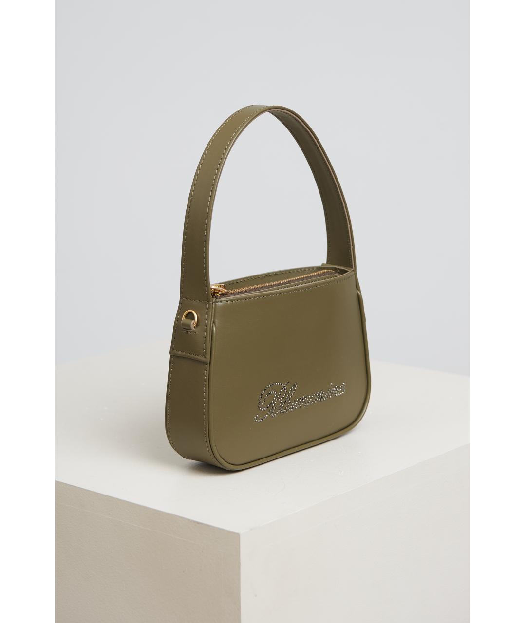 BLUMARINE Хаки кожаная сумка с короткими ручками, фото 2