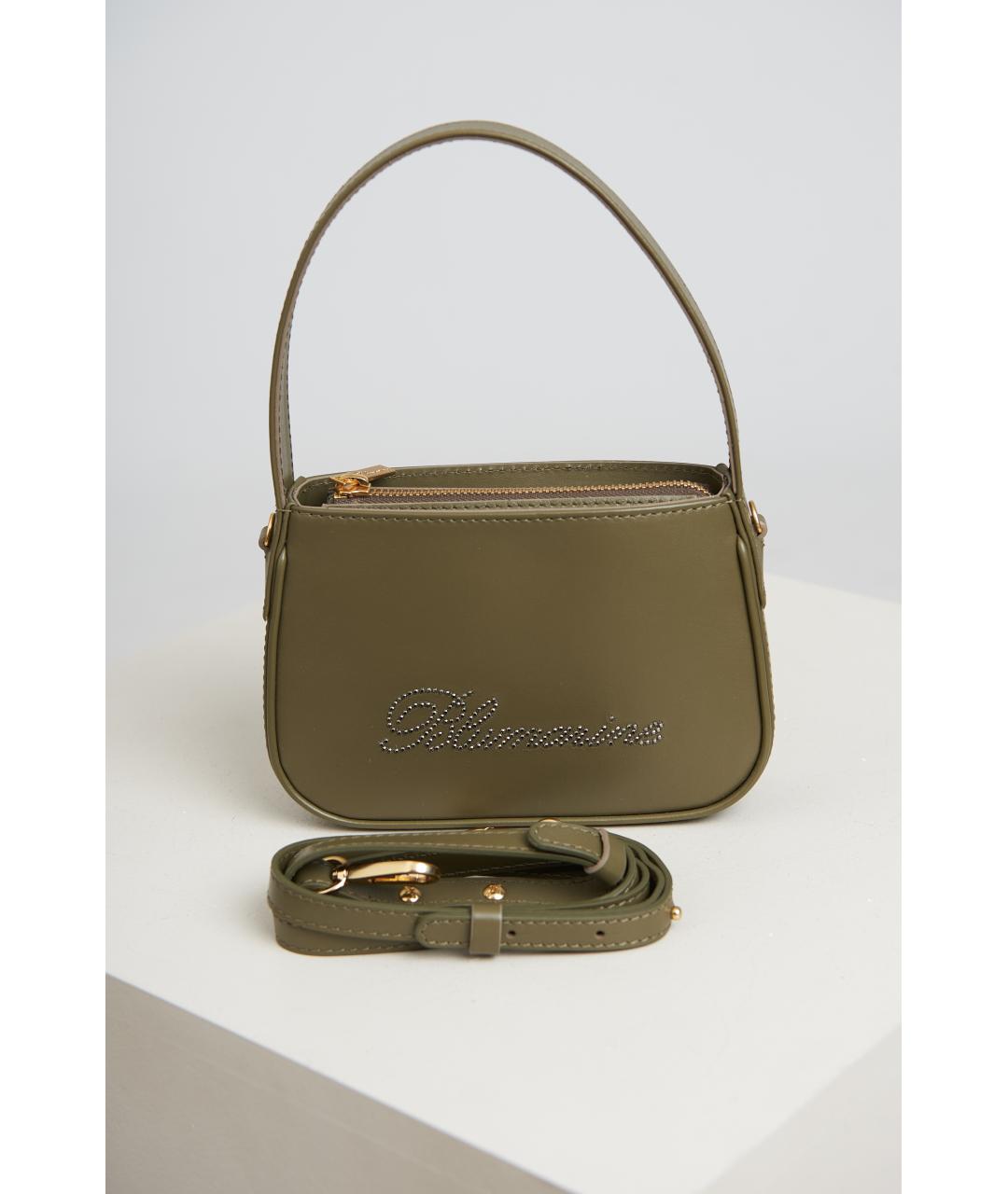 BLUMARINE Хаки кожаная сумка с короткими ручками, фото 6