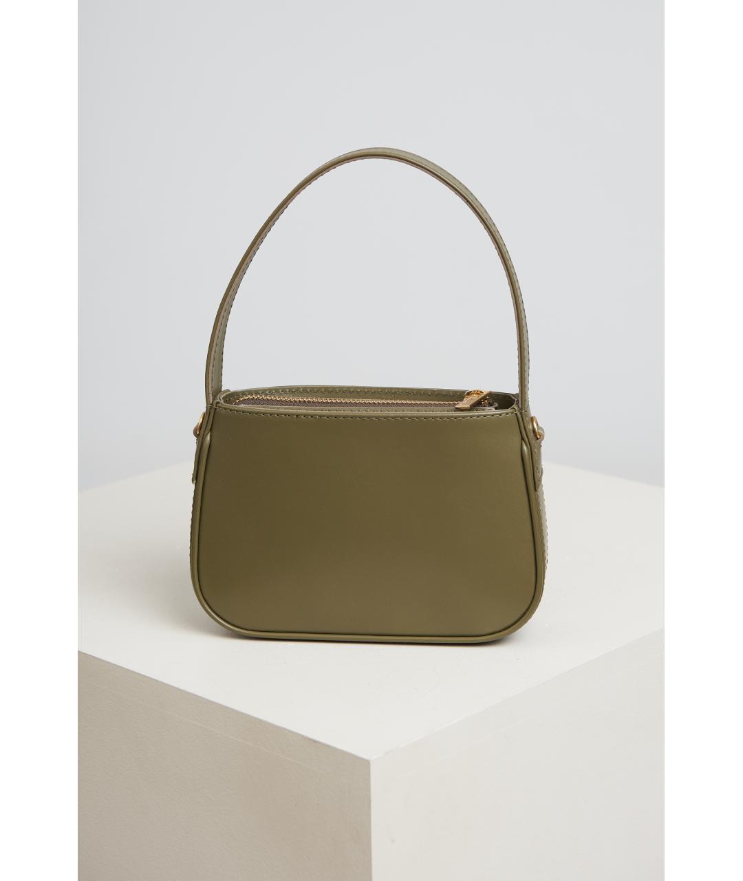 BLUMARINE Хаки кожаная сумка с короткими ручками, фото 4