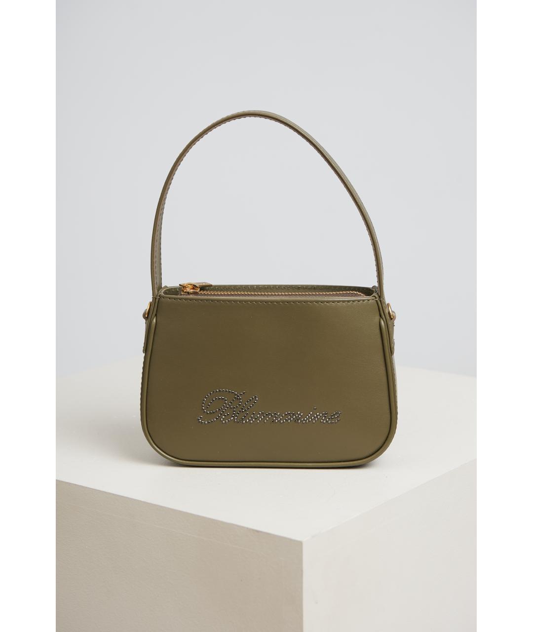 BLUMARINE Хаки кожаная сумка с короткими ручками, фото 7