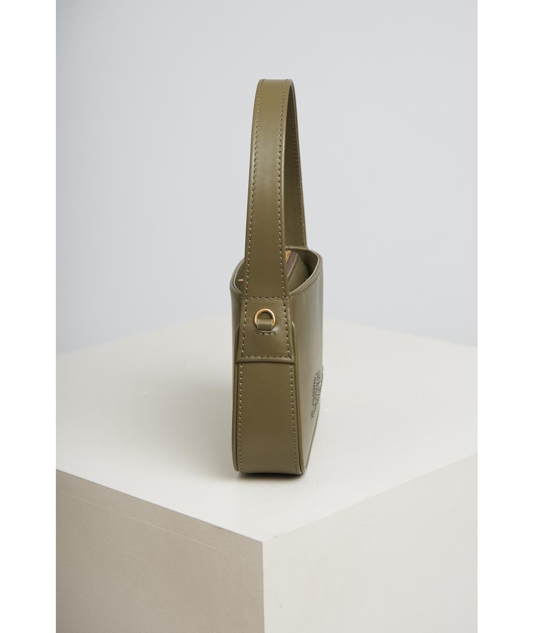 BLUMARINE Хаки кожаная сумка с короткими ручками, фото 3