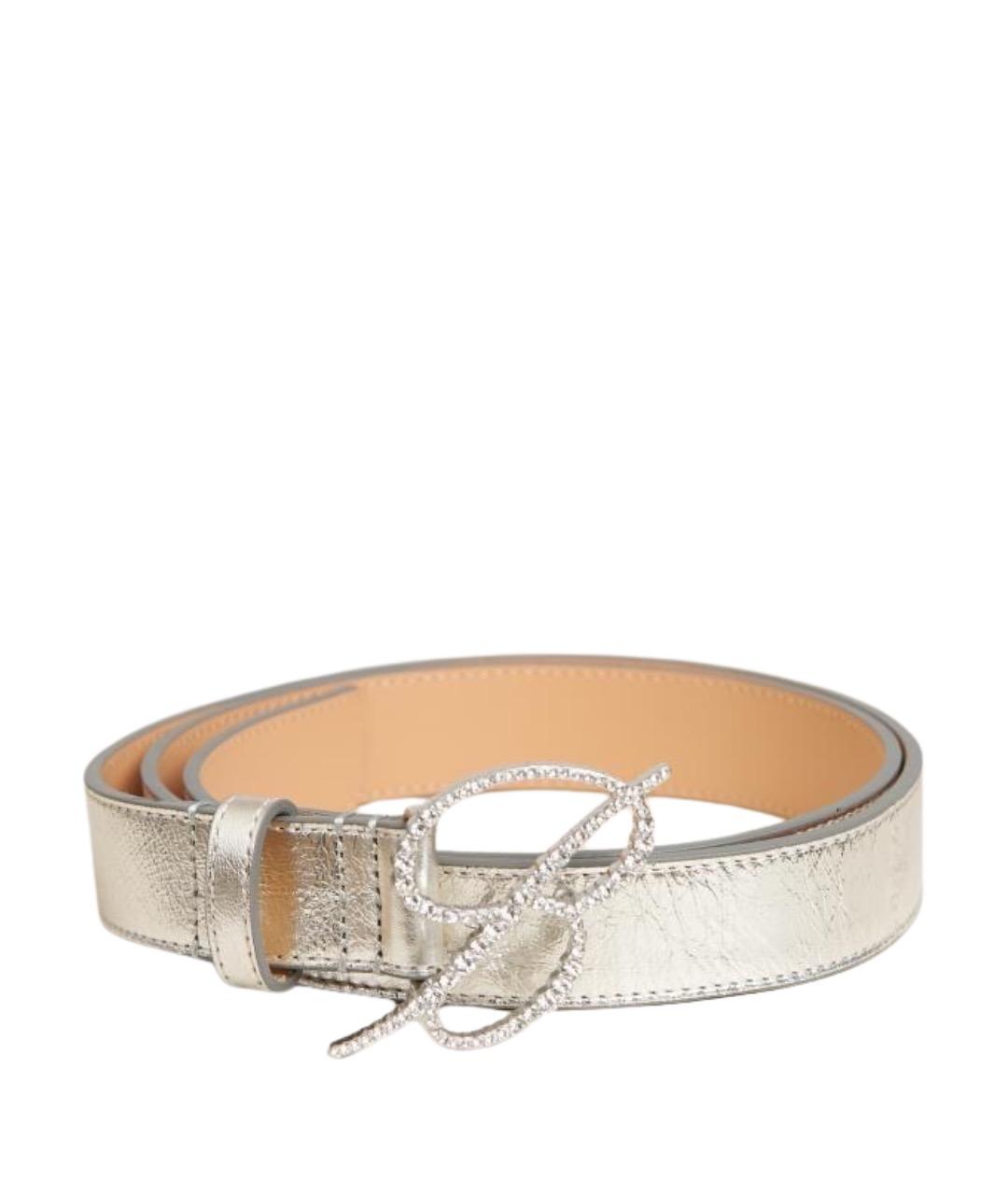 BLUMARINE Серебрянный кожаный ремень, фото 1