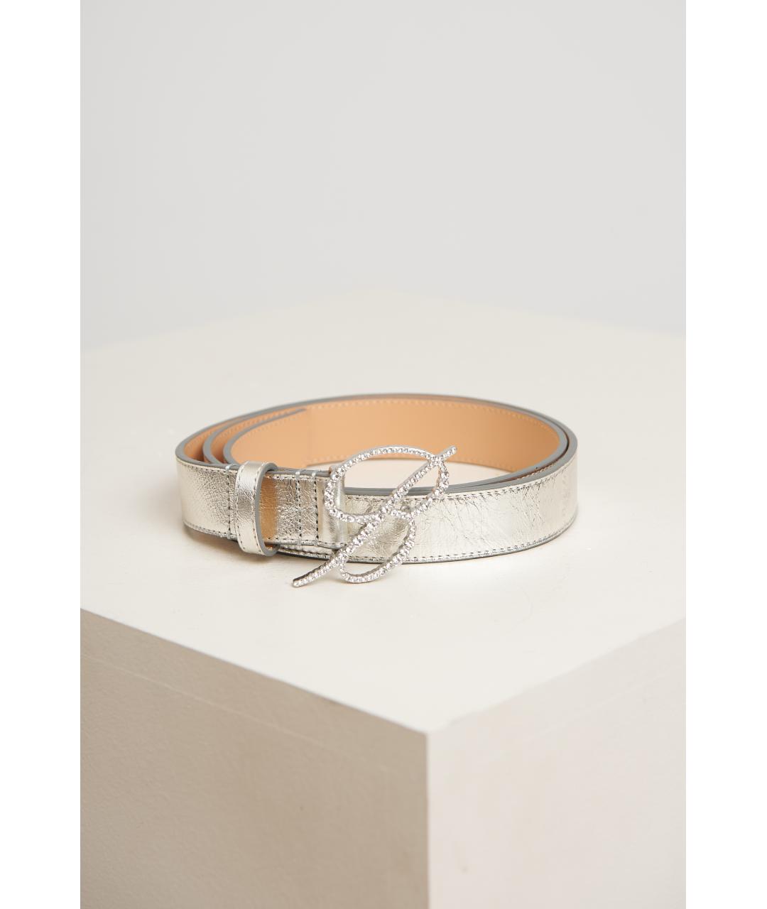 BLUMARINE Серебрянный кожаный ремень, фото 4