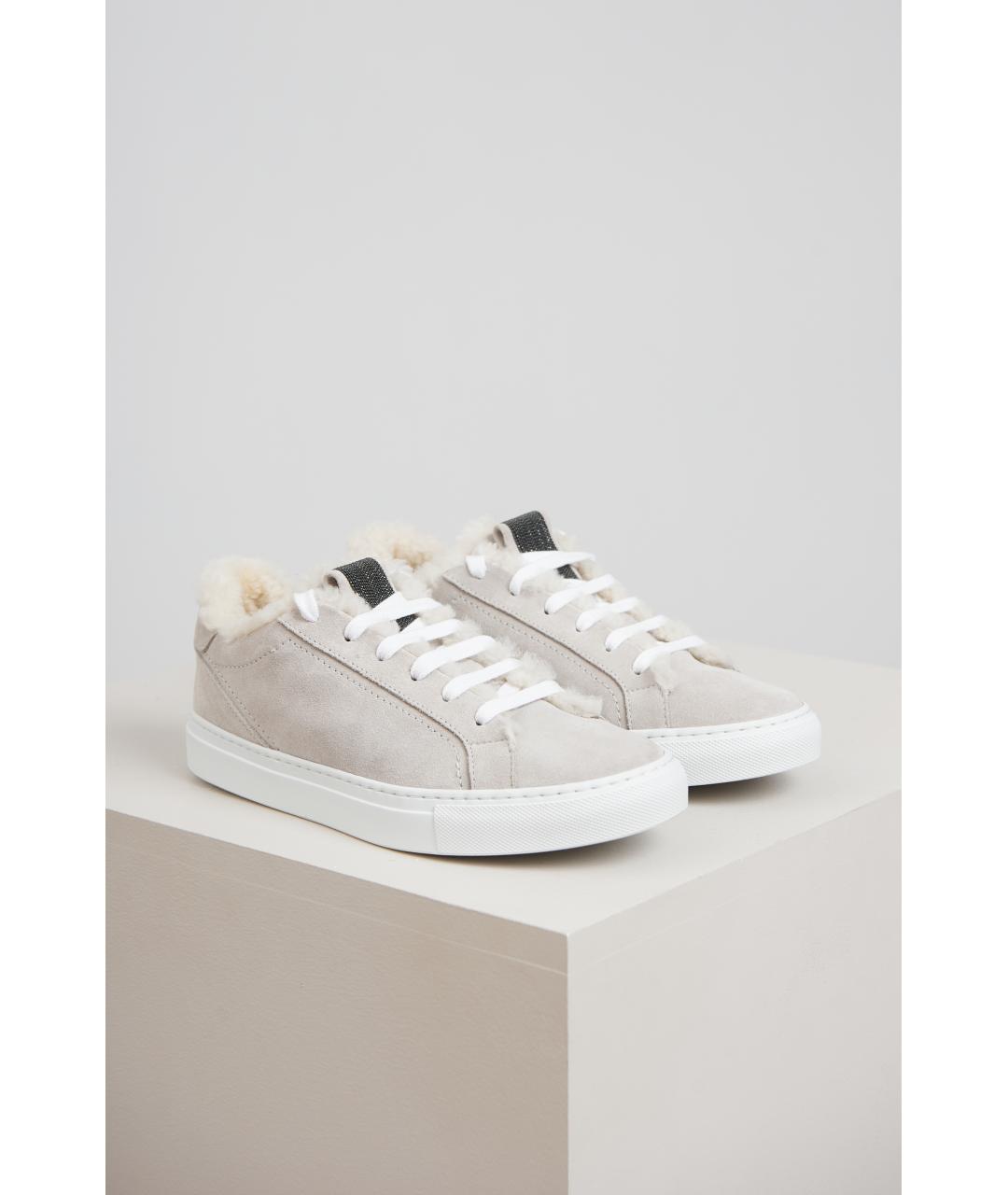 BRUNELLO CUCINELLI Серые кожаные кеды, фото 2