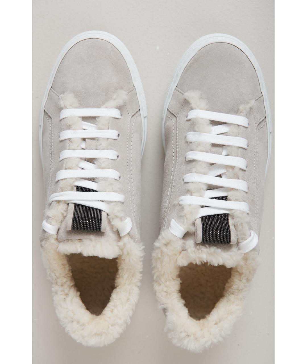 BRUNELLO CUCINELLI Серые кожаные кеды, фото 5